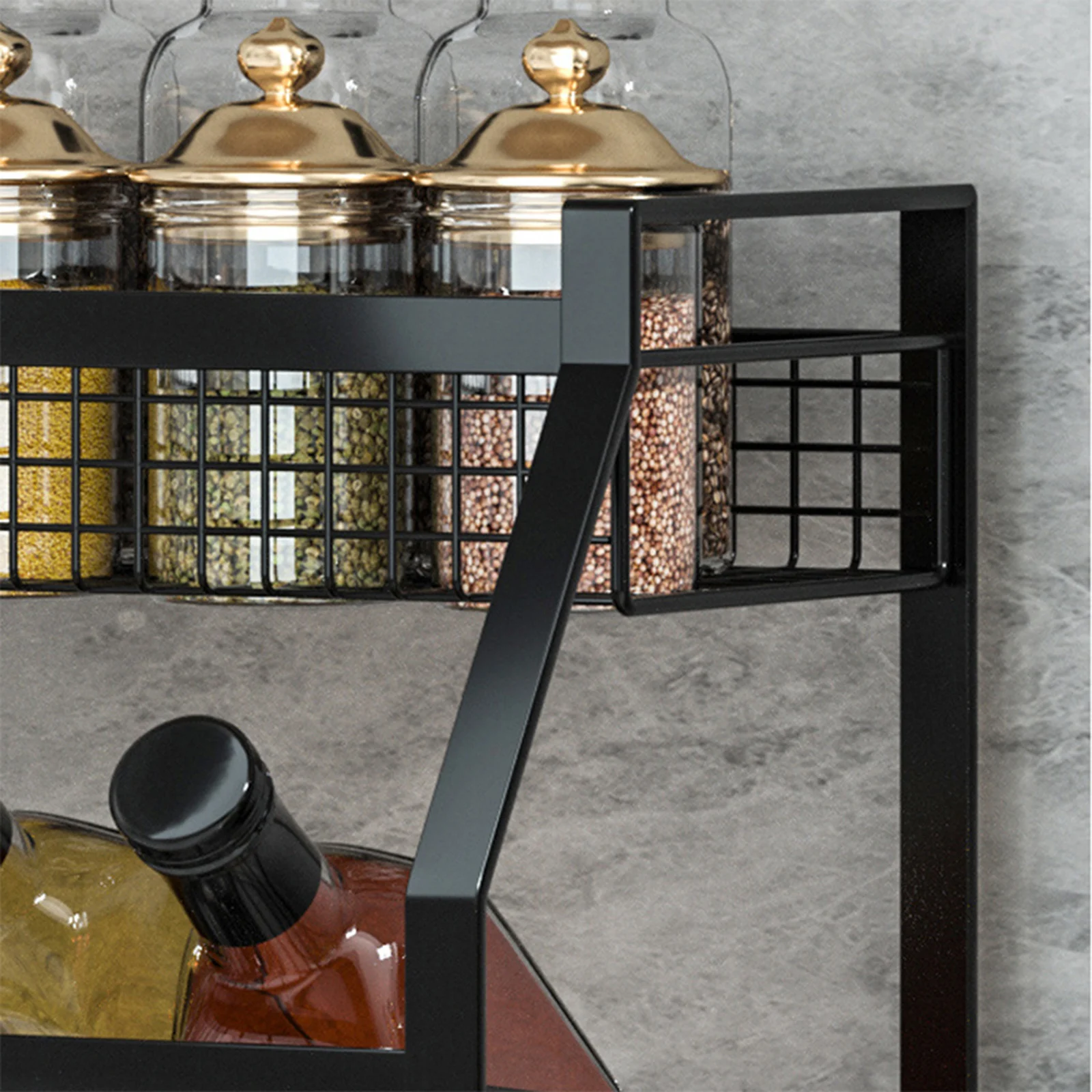 

3 Layers Kitchen Spice Rack Jars Bottle Organizer Metal Bathroom Storage Shelf Holder Household Supplies