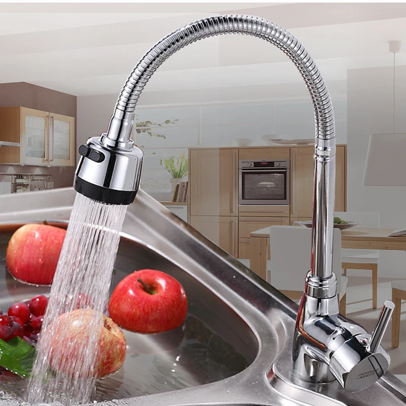 

Kitchen Sink Faucet 360° Rotatable Hot and Cold Water Sprayer Flexible Neck Laundry Room Garden Outdoor Bar Tap