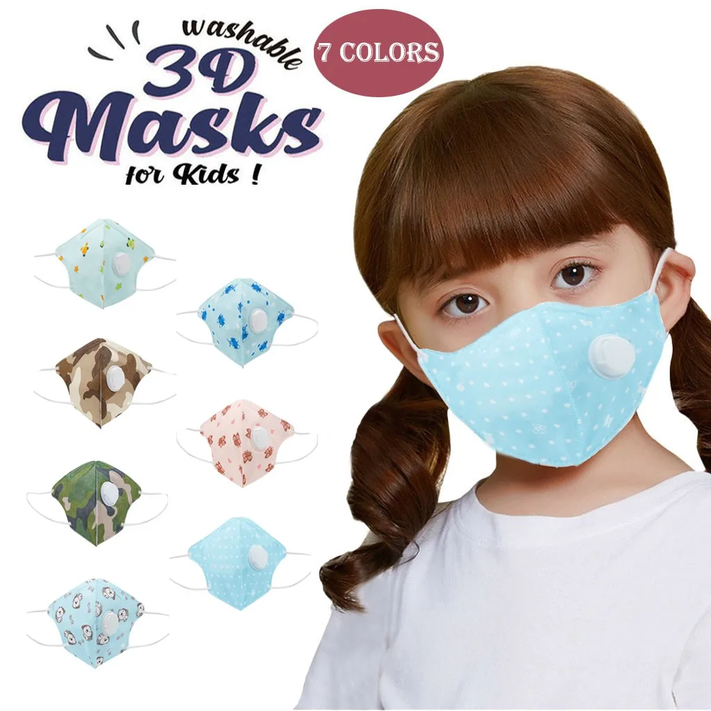 Детская маска для рта из хлопка с милым мультяшным животным принтом дыхательными