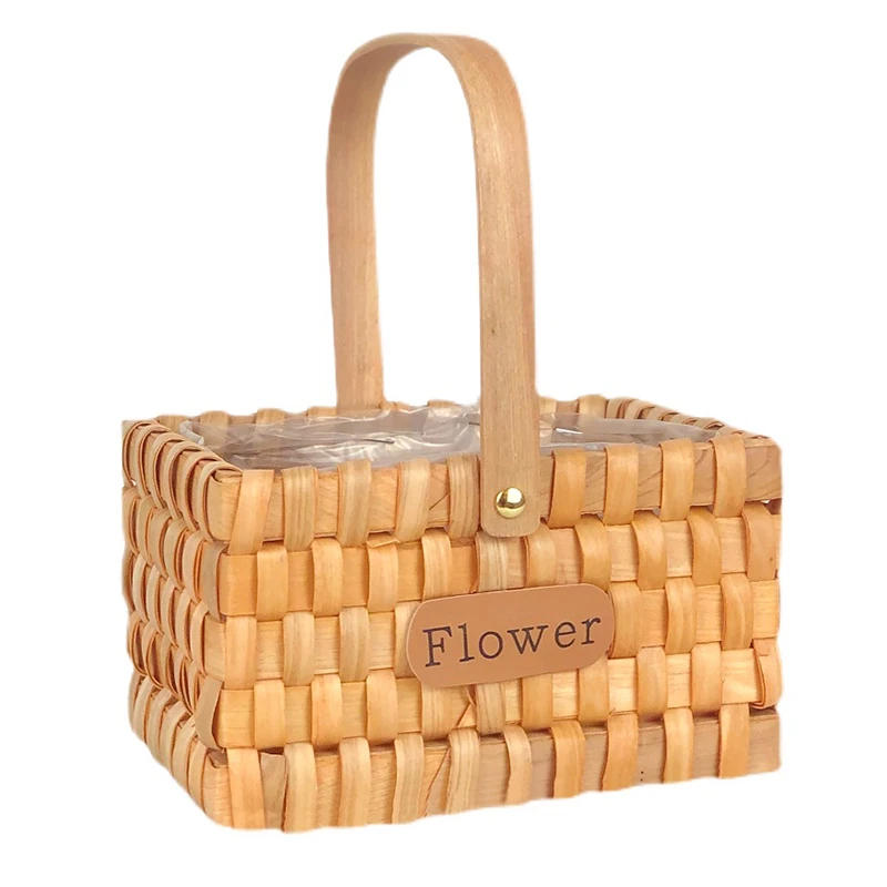 

Hand Woven Flower Basket Rattan Bamboo Flower Basket Wooden Piece Flower Baskets Practical household woven shopping basket