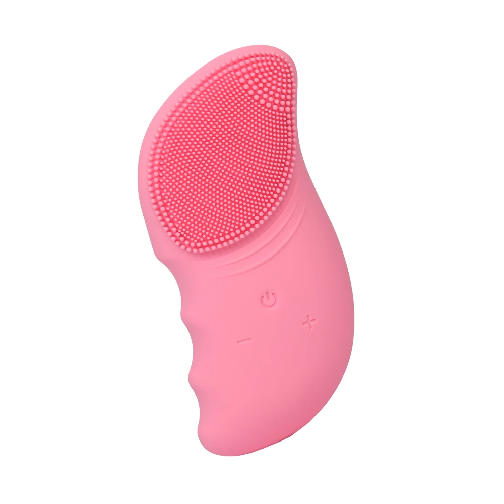 Pink Очищающая щетка для лица, щетка для мытья лица, очиститель для удаления черных точек и пор, пищевая электрическая силиконовая щетка - Цвет: Pink