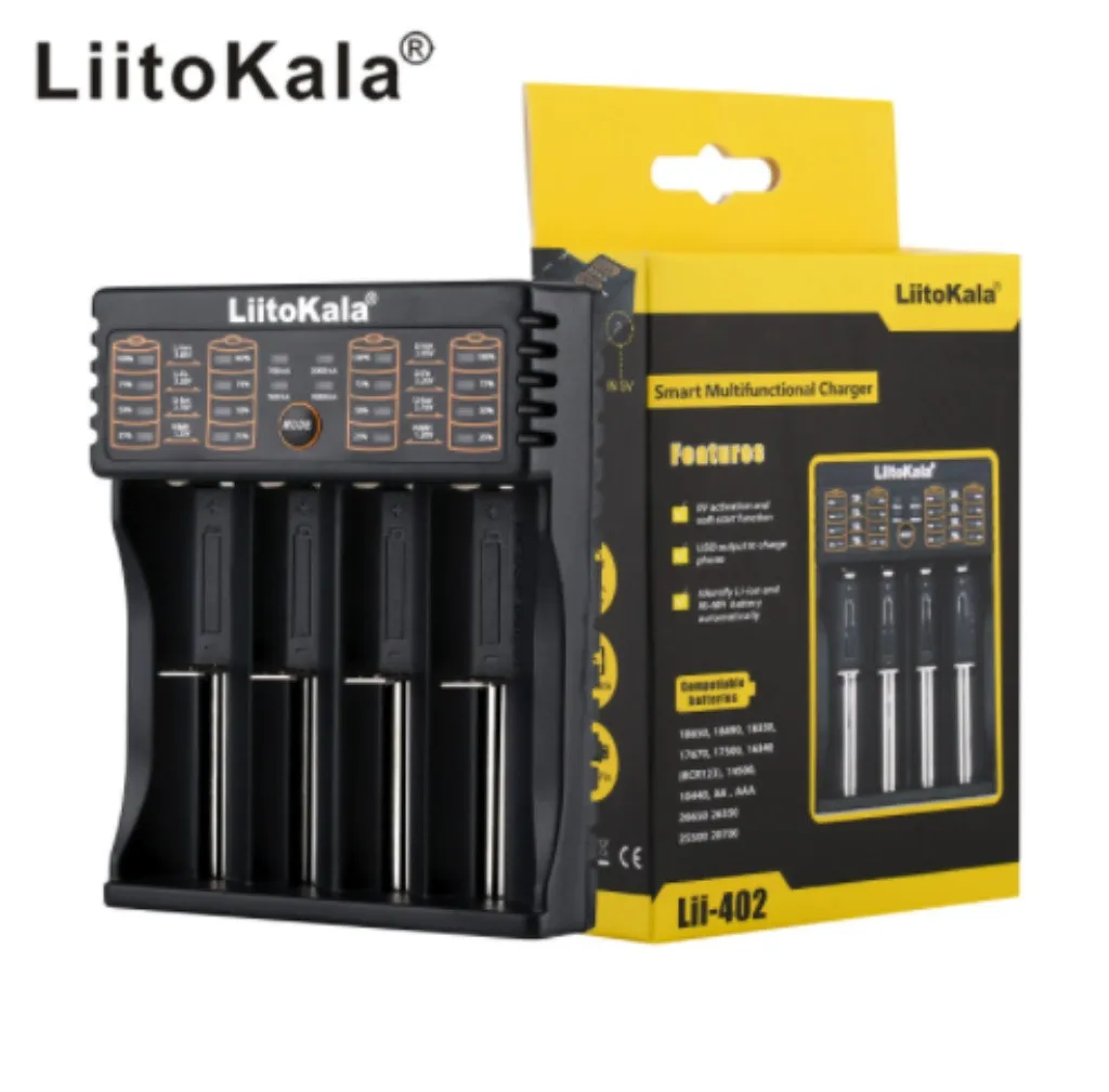 Лидер продаж продукт в 2020 LiitoKala Lii 402 Смарт зарядное устройство AA/AAA для 18650 18350 Ni MH li