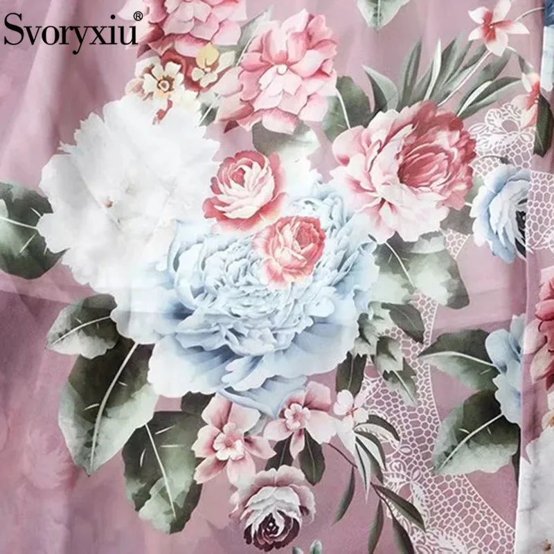 

Svoryxiu Runway Fashion Spring Summer Maxi Dress Women's Elegant Flower Print Bohemian Holiday Long Sleeve Long Dress Vestdios