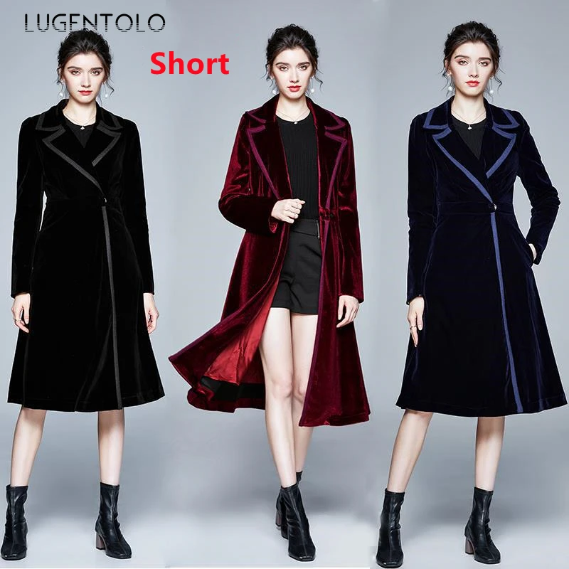 

Элегантный женский тонкий Тренч с отложным воротником, Женский однотонный элегантный уличный длинный тренч на осень и зиму