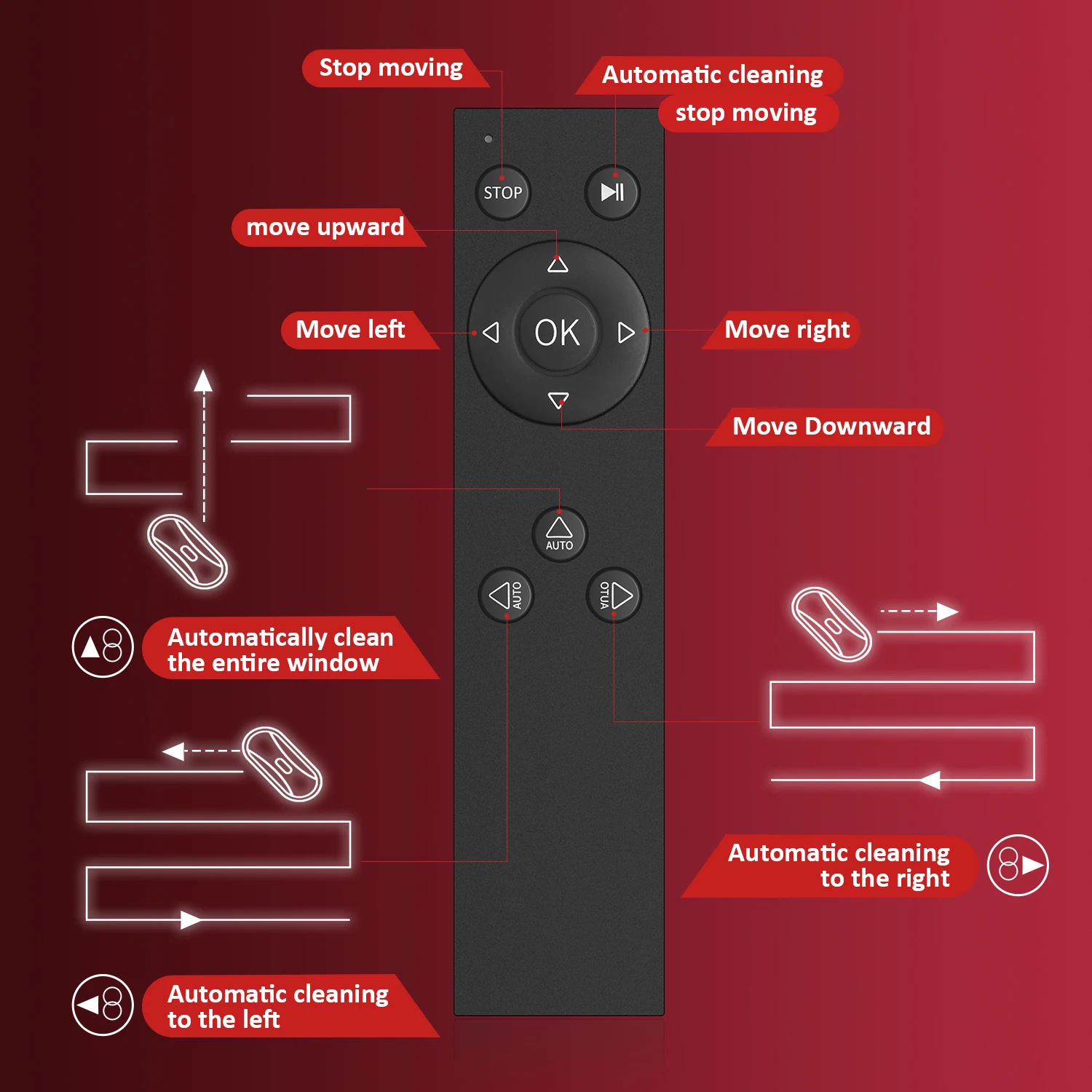 

Remote control of window cleaning robot first generation