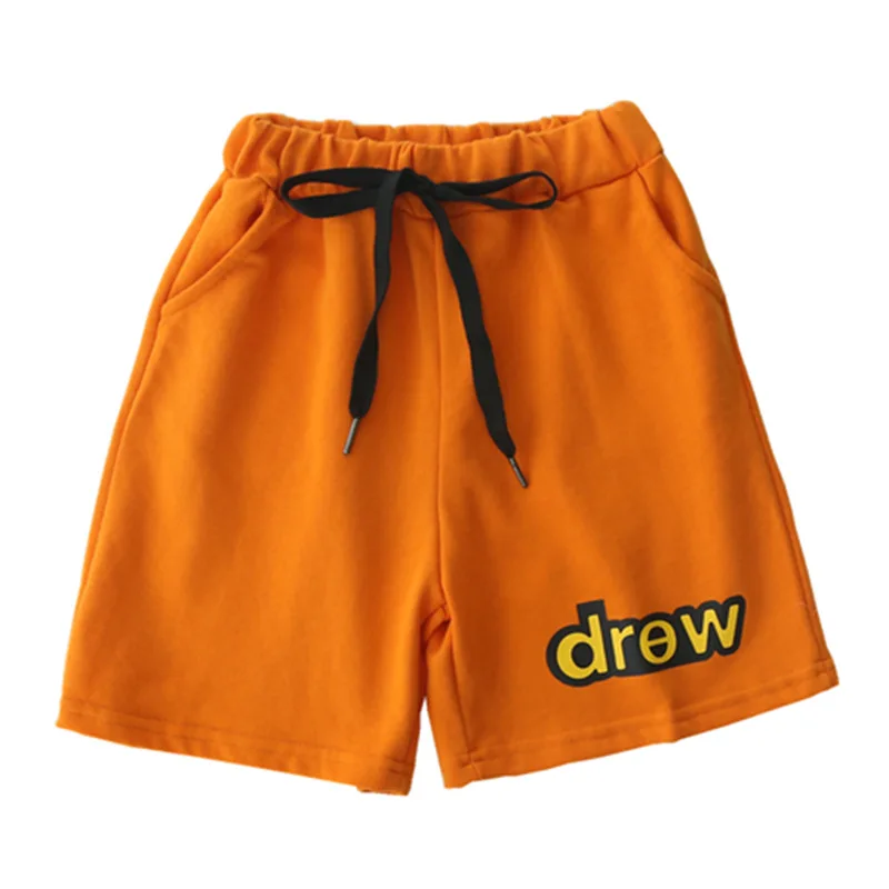 

2021 summer children's clothing, children's western-style pure color tethered middle pants, alphabet sports casual pants