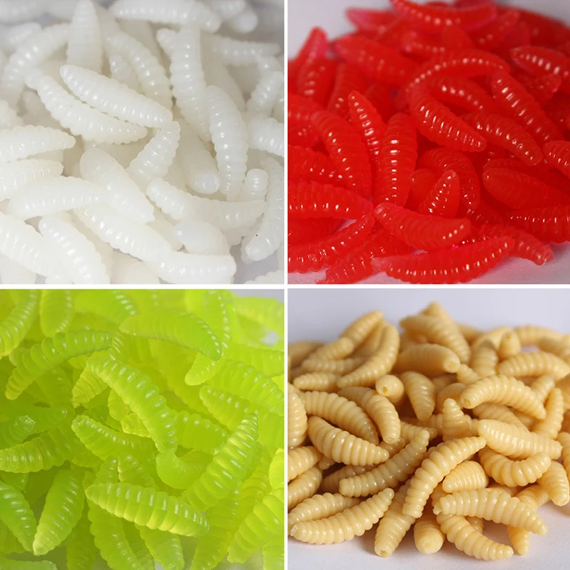 

40 Pcs Fishing Bait 2cm maggot Soft Lure Baits Worms Glow Shrimps Fishing Lures