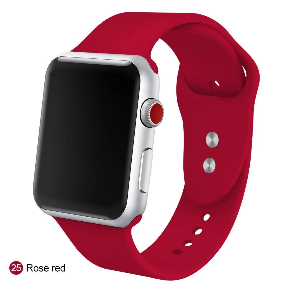 Мягкий силиконовый сменный спортивный ремешок для 38 мм Apple Watch Series1 2 3 4 5 42 мм ремешок для наручных браслетов для iWatch Sports Edition - Цвет ремешка: Rose red