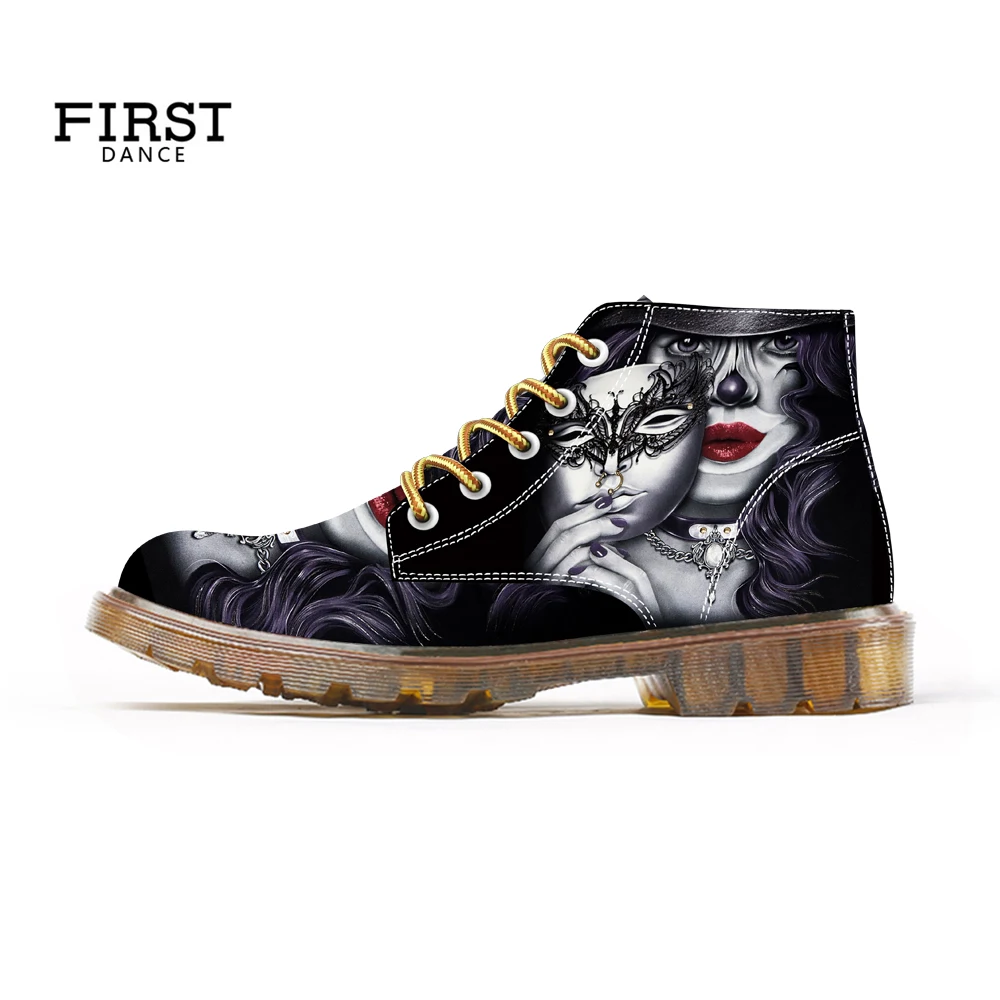 Новинка 2019 стильные женские ботинки с принтом черепа Модные ботильоны для женщин