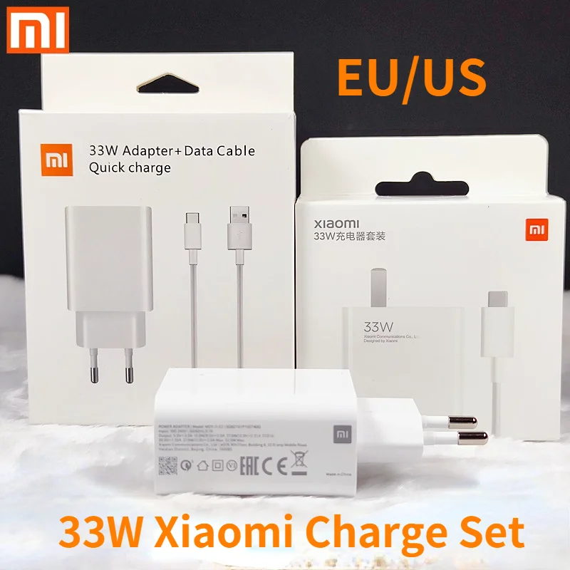 

Original 33W xiaomi POCO X3 pro charger EU/US fast turbo charge Type C cable For Redmi note 9 pro 10 pro Mi 9 10 K30 K40 F3 F2