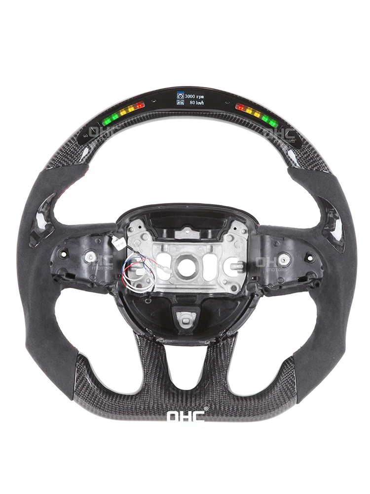 

100% Real Carbon Fiber LED Racing Steering Wheel Compatible for Dodge WE