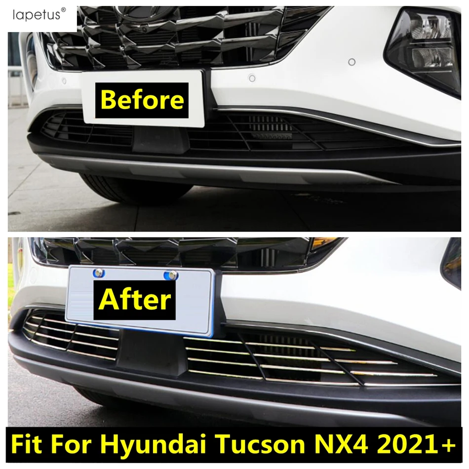

For Hyundai Tucson NX4 2021 2022 Car Front Center Racing Mesh Bumper Grill Billet Grille Cover Trim Stainless Steel Accessories