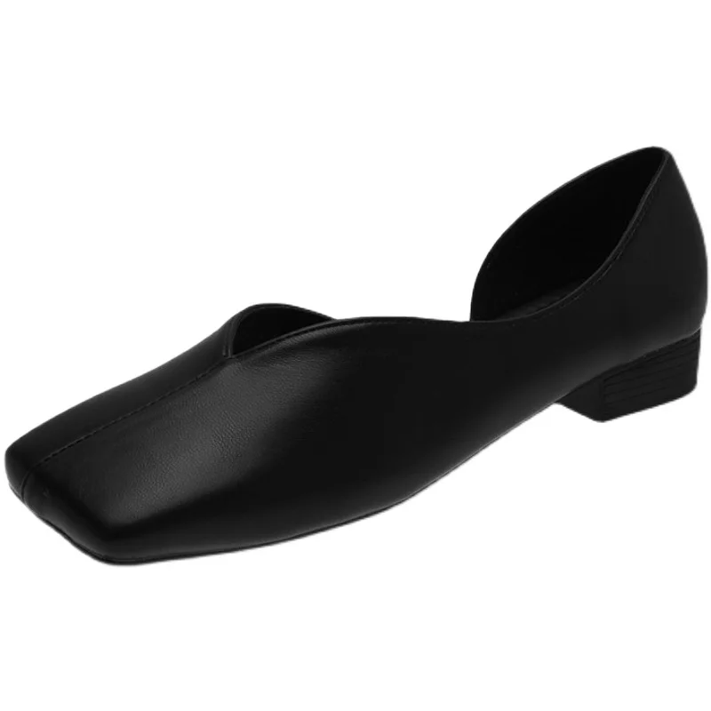 

Retro Square Head Temperament Women's Shoes Spring And Autumn New Style Comfortable Low-Heel All-Match Shallow Mouth Shoes