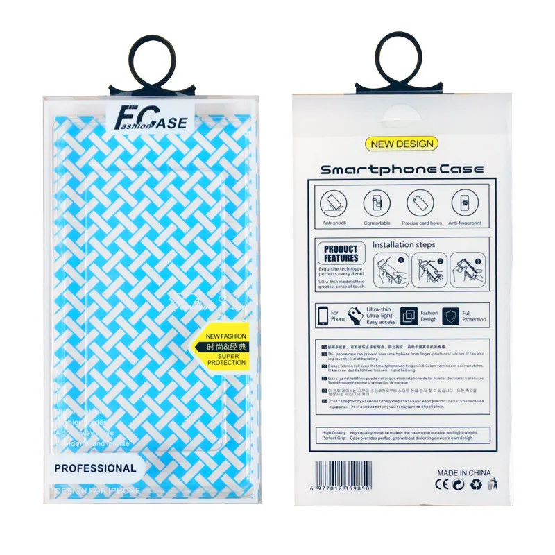 Best 2 ألوان نفطة بولي كلوريد الفينيل البلاستيك واضح التجزئة علبة التعبئة والتغليف للهاتف 4.7 ~ 6.5 بوصة حافظة شفافة للهاتف الجوال غطاء بالجملة