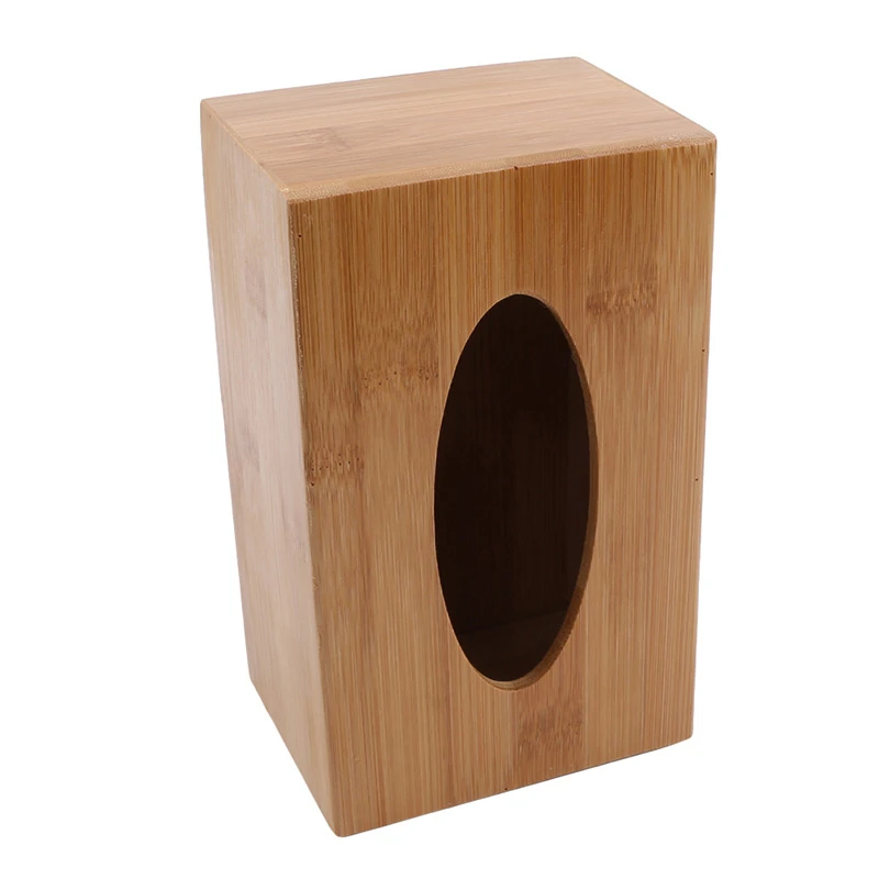 

Fashion Style Bamboo Square Tissue Box Creative Seat Type Roll Storage Paper Box Tissue Canister Eco-Friendly Wood Table Decor