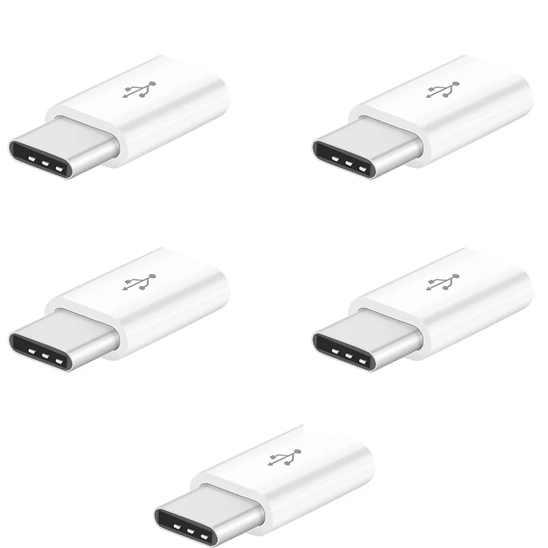 5pcs(white) 5 шт./лот mi cro USB Женский к type C Мужской адаптер для Letv Xiaomi mi 5X Oneplus samsung S8 Plus черный/белый - Цвет: 5pcs(white)