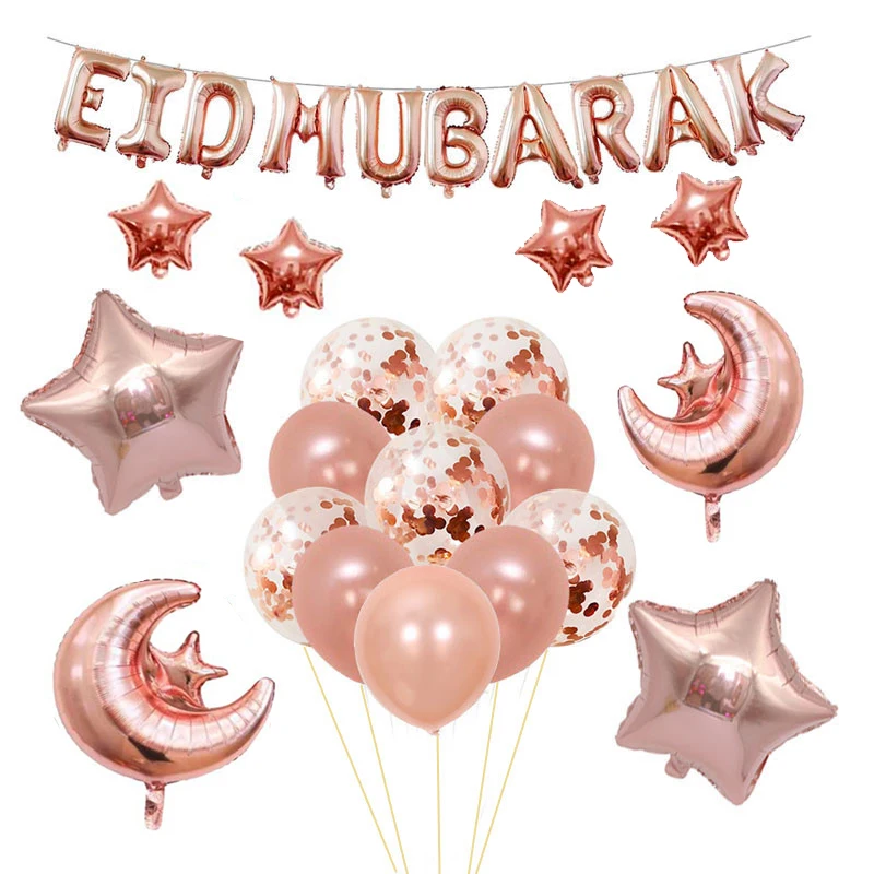 

1set Letter Eid Mubarak Ramadan Foil Balloons Ramadan Kareem Eid Decorations Banner Star Moon Helium Globos Party Supplies