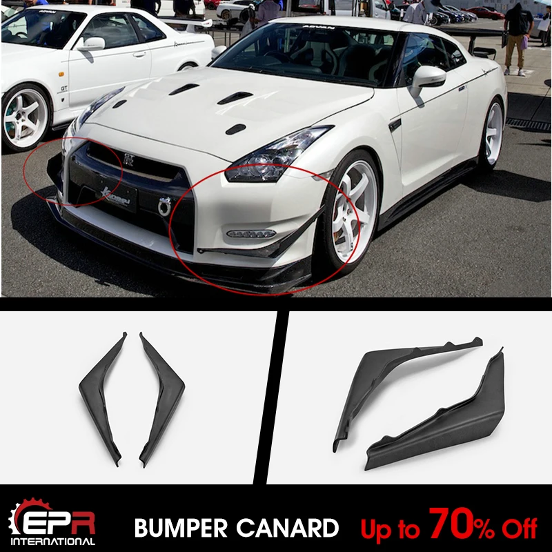 

Fit For Nissan R35 2012+ GTR OEM Fiberglass Unpainted HK Style DBA Front Bumper Canard Body kit
