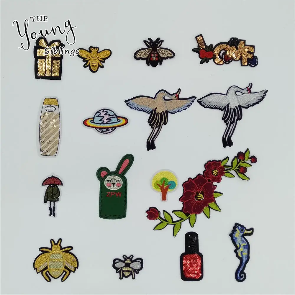 Горячая Распродажа модная вышивка термоплавкий клей железо Без Нашивки значки