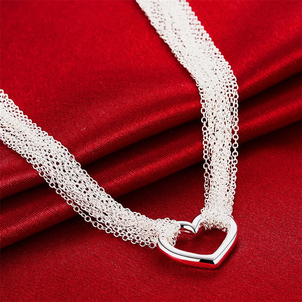 Модное ожерелье из стерлингового серебра 925 пробы с кисточками в форме сердца для