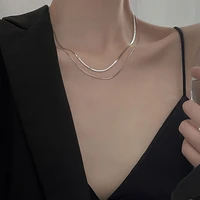 double layered herringbone necklace simple snake chain choker necklace for women girls fashion jewelry party gift