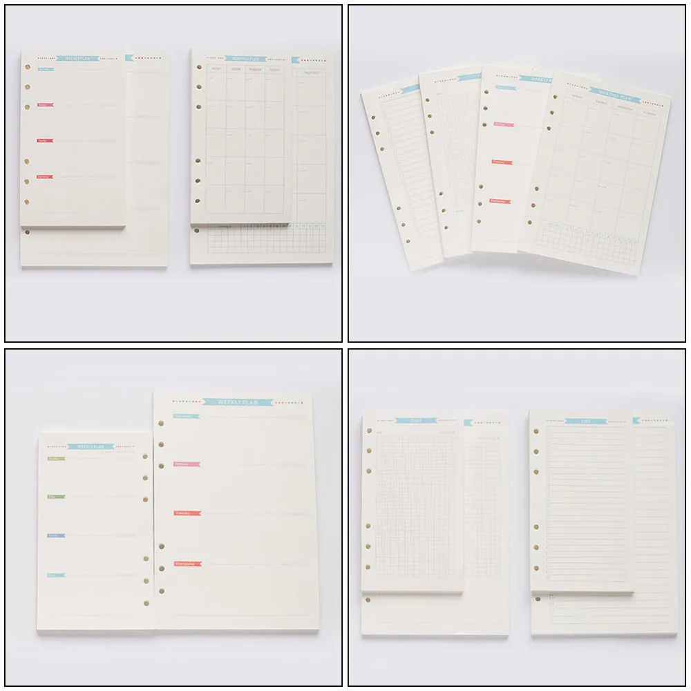 

4 Sets Practical Loose Leaf Papers Useful Punched Filler Papers for Home School