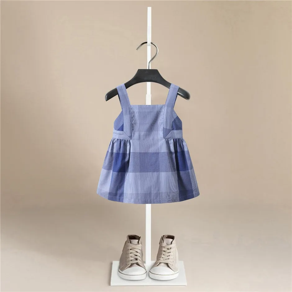 

2021 Summer Kid Baby Girl Fashion Princess Plaid Backless Sling Dress Children Girls Toddler Sleeveless Clothes Dresses