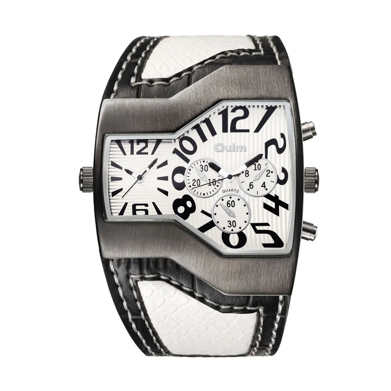 

Relogio Masculino Personality Men Watch Dual Time Zone Fashion Quartz Watches Casual Punk Large Dial Belt Watch For Men Gifts