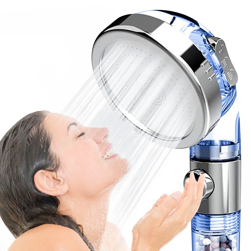 

Shower Head Pressurized Water-Saving Hand-Held Shower Nozzle Negative Ion One-Key Water-Stopping Shower Set Bathroom Fixtures