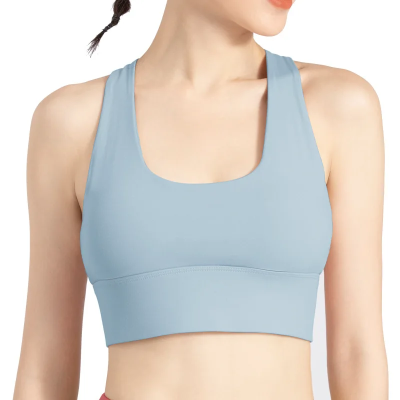 

2021 New Nylon Underwear Female Summer High-strength Shock-absorbing Sling Top Running Fitness Bra Vest