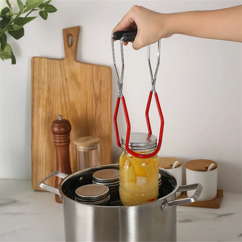 canning jar lifter with grip handle stainless steel can tongs clip heat resistance anti clip jar glass bottle holder kitchen free global shipping