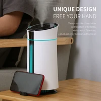 new portable air humidifier diffuser with mobile phone holder night light for bedroom office hydrating spray humificador machine