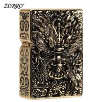 the new zorro brand pure copper five sided windproof kerosene lighter armor dragon for collection gifts