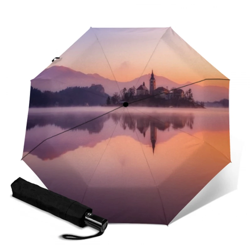 3 складной полностью автоматический зонт мужской коммерческий компактный