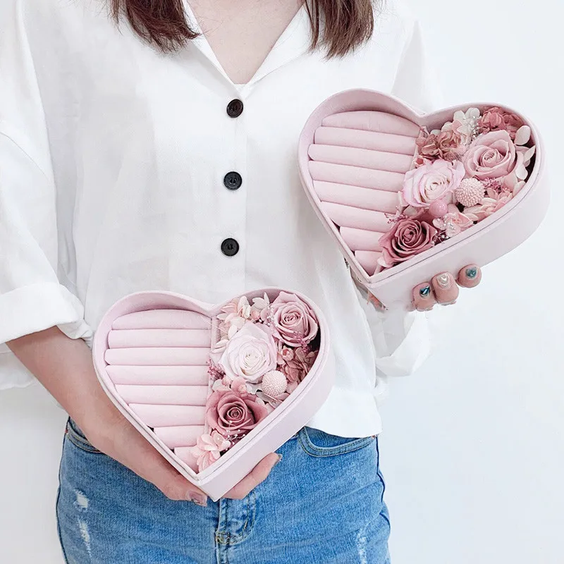 Маленькая кожаная коробка в форме сердца украшение для ювелирных изделий