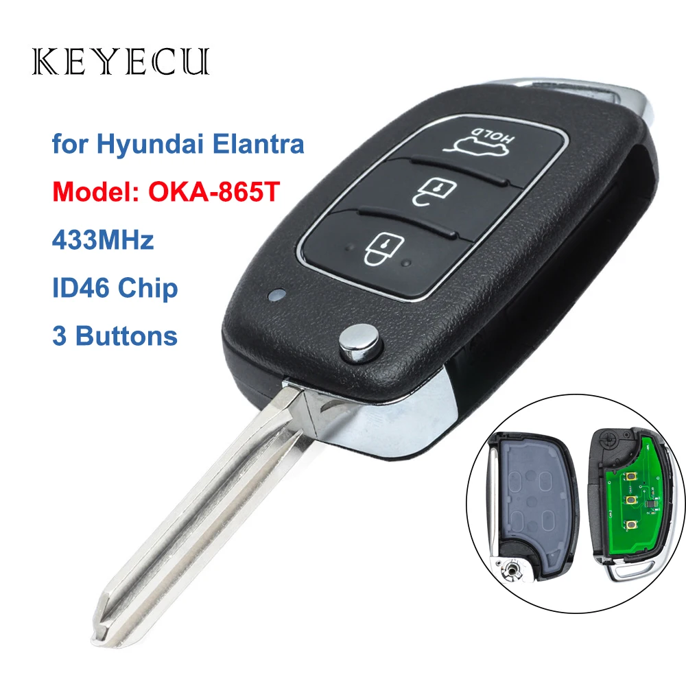 Брелок дистанционного управления для Hyundai Elantra 2014 2015 2016 3 кнопки 433 МГц ID46|Ключ от