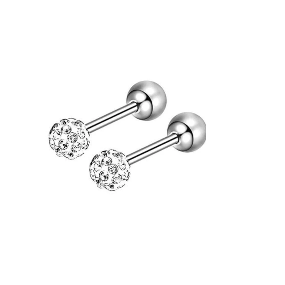 silver-white gem TIANCIFBYJS круглый шар шпилька из нержавеющей стали серьги-штанги набор хрящевая спираль серьги пирсинг для Ушной Хрящ уха - Окраска металла: silver-white gem