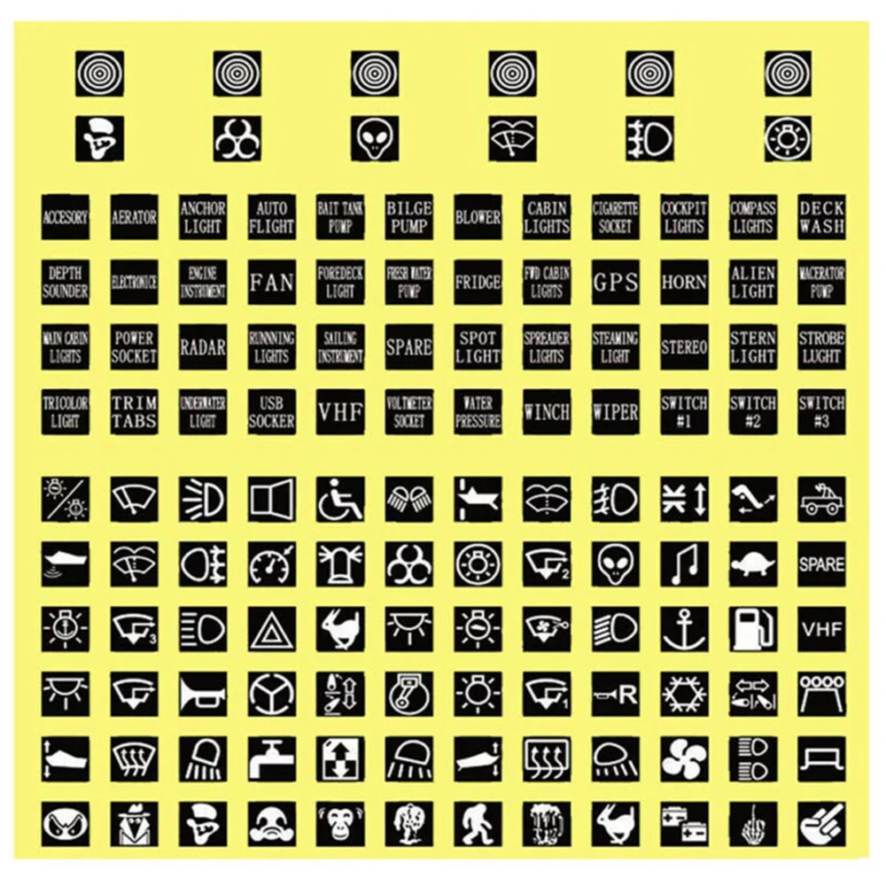 

Night Sticker Labels Glow Marine Panel Replacement 1 Sheet Sticker Switch