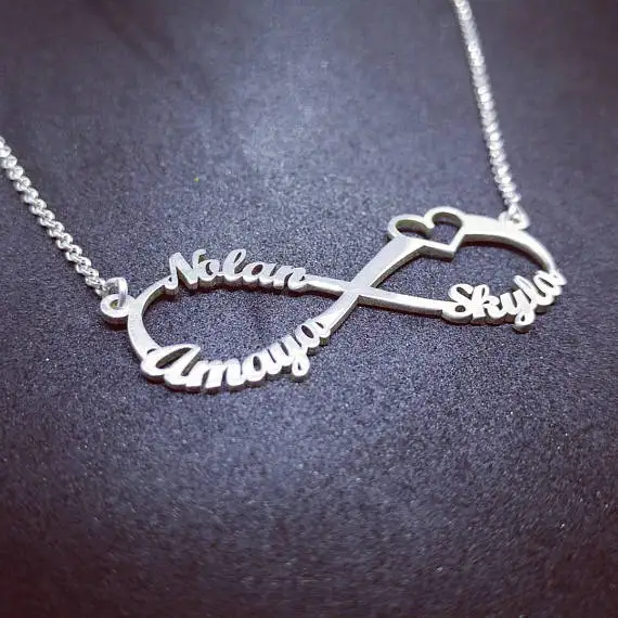 

Personalized Name Necklace Stainless Steel Chain Infinity Heart Nameplate Necklaces Couple Love Custom Jewelry Bff Sister Gift