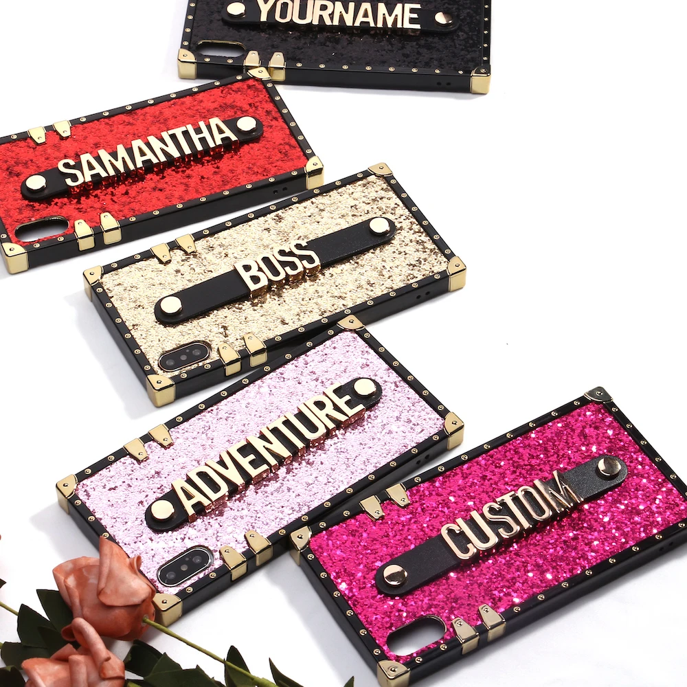 Custom Holding Strap Gold Metal Personalized Name Phone Case For iPhone 14 14ProMax 14Plus 13Promax 13 12 11