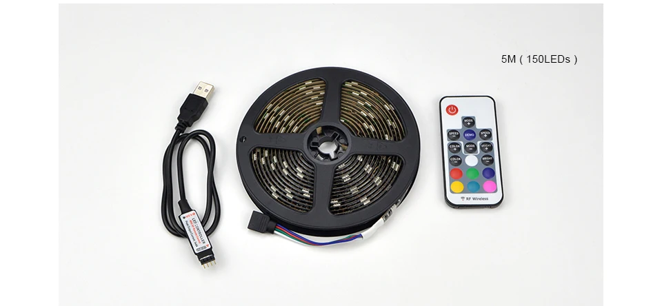 USB мощность RGB Изменение цвета 1 м 2 м 3 м 4 м 5 М 5050 SMD Светодиодная лента для ЖК-монитор тыловая подсветка с 17Key RF контроллер