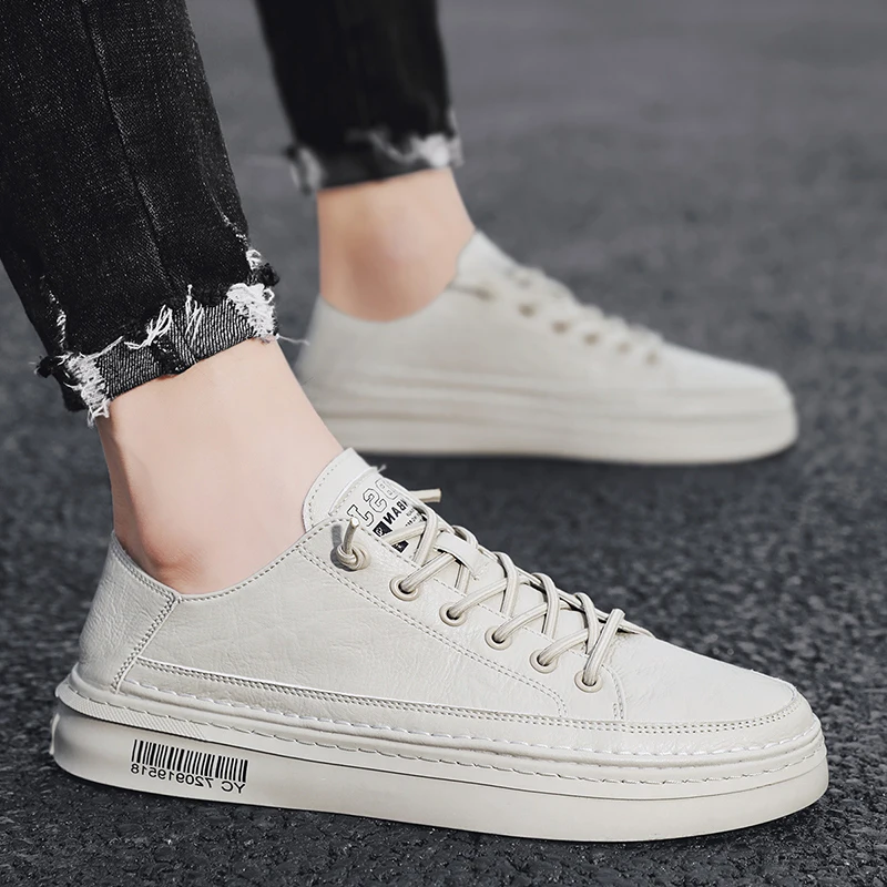 

New Arrival Casual Shoe For Men Black Beige Men Youth Casual Shoe Brand Fashion Leather Man Sneakers Wearable Men Brand Footwear