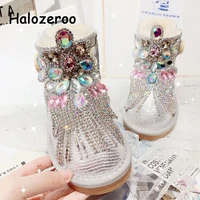 winter kids snow boots baby girls rhinestone ankle boots toddler warm genuine leather shoes women brand boots fashion soft boots