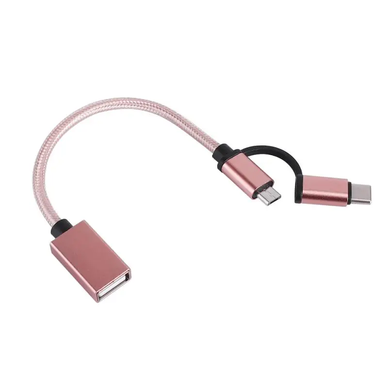 2 в 1 OTG Кабель-адаптер для мобильного телефона нейлоновая оплетка USB 3 0 Micro Type C