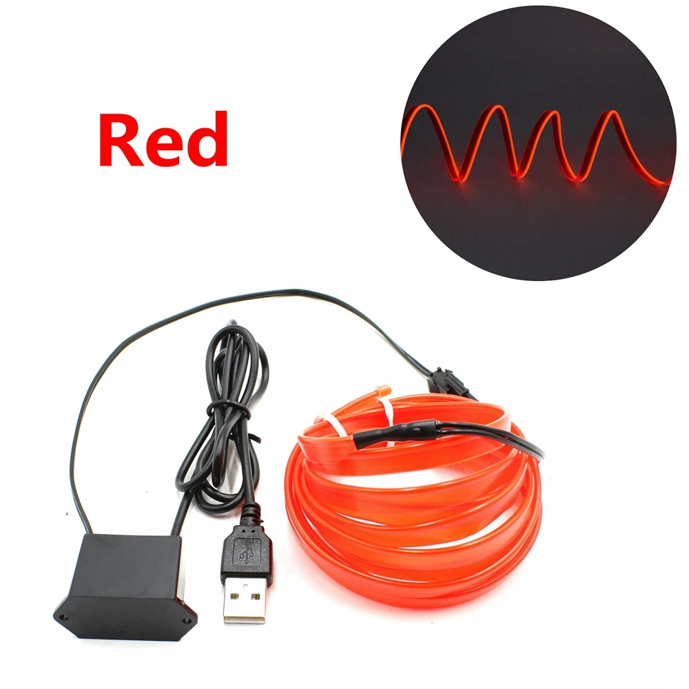 

Wire With Sewing Edge Flexible Neon Lamp Glow Rope Tube Cable LED Strip Light For Car Decoration With Adapter