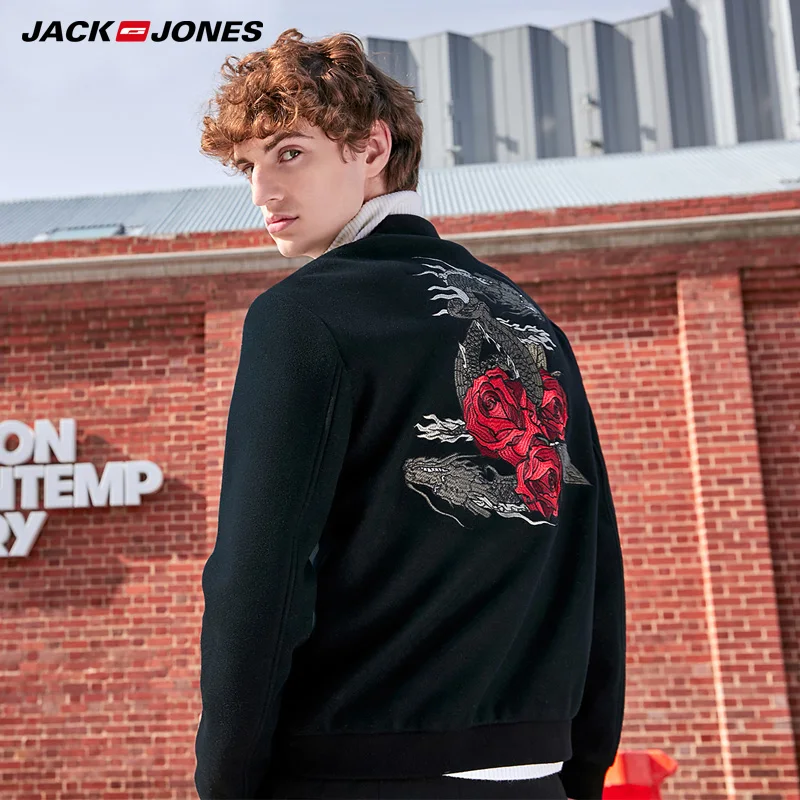 JackJones короткая вышивка 100% шерсть пальто мужское| 219327519 | Мужская одежда