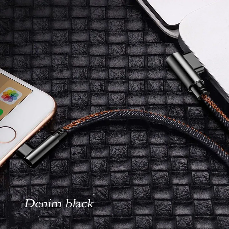1M Double Elbow 2.4A Fast Charge Quick Chargers Denim data Cable Charging USB Practical Portable Data Line | Мобильные телефоны и