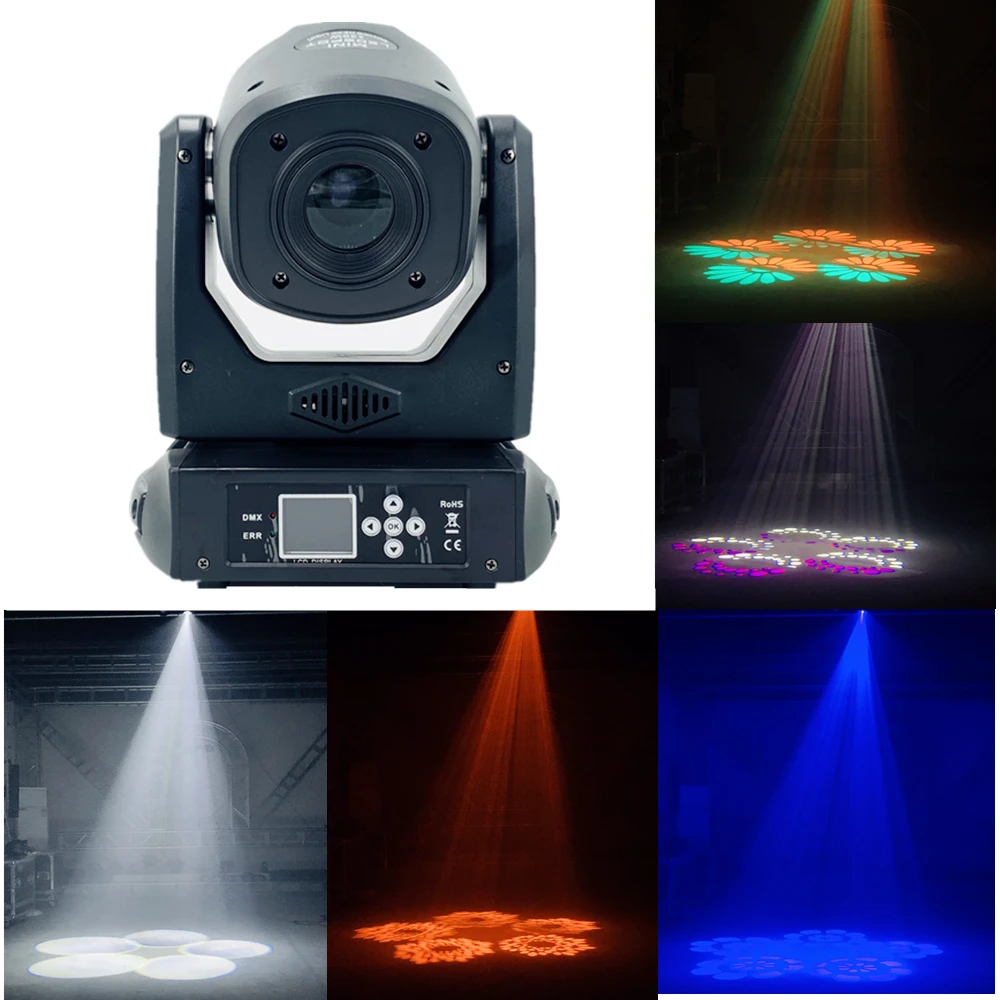 

LED 120W Beam Wash Spot Gobo Moving Heads Light 5 Face Roto Prism Super Bright For Concert Light Dj Show Disco Lights FlightCase