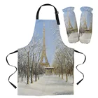 Париж Эйфелева башня деревья пейзажа фартук Кухня бытовой уборки передник парикмахерский фартук Пособия по кулинарии аксессуары женские фартуки