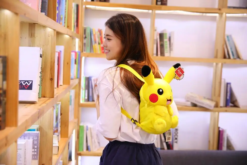 Pikachu очень мягкий детский рюкзак, Высококачественная Милая шапка, подвижные уши, мягкая кукла, сумка через плечо, Подарочный Кошелек для монет, игрушка для детей